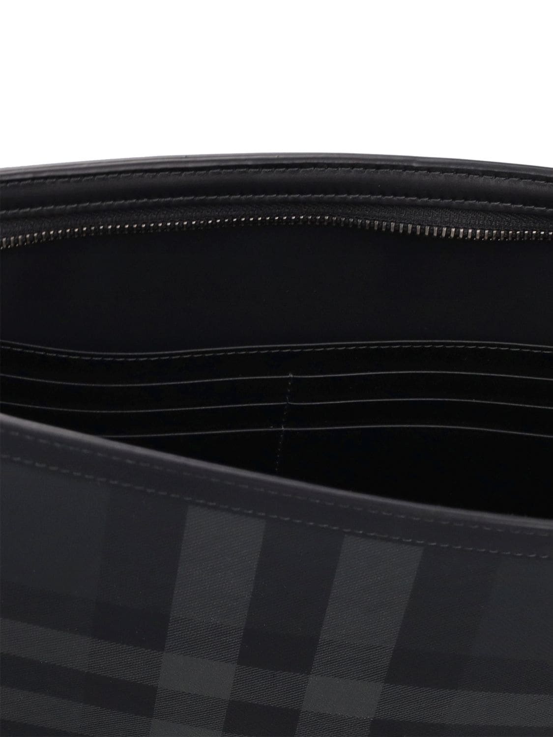 Shop Burberry Frame Check Pouch In Charcoal