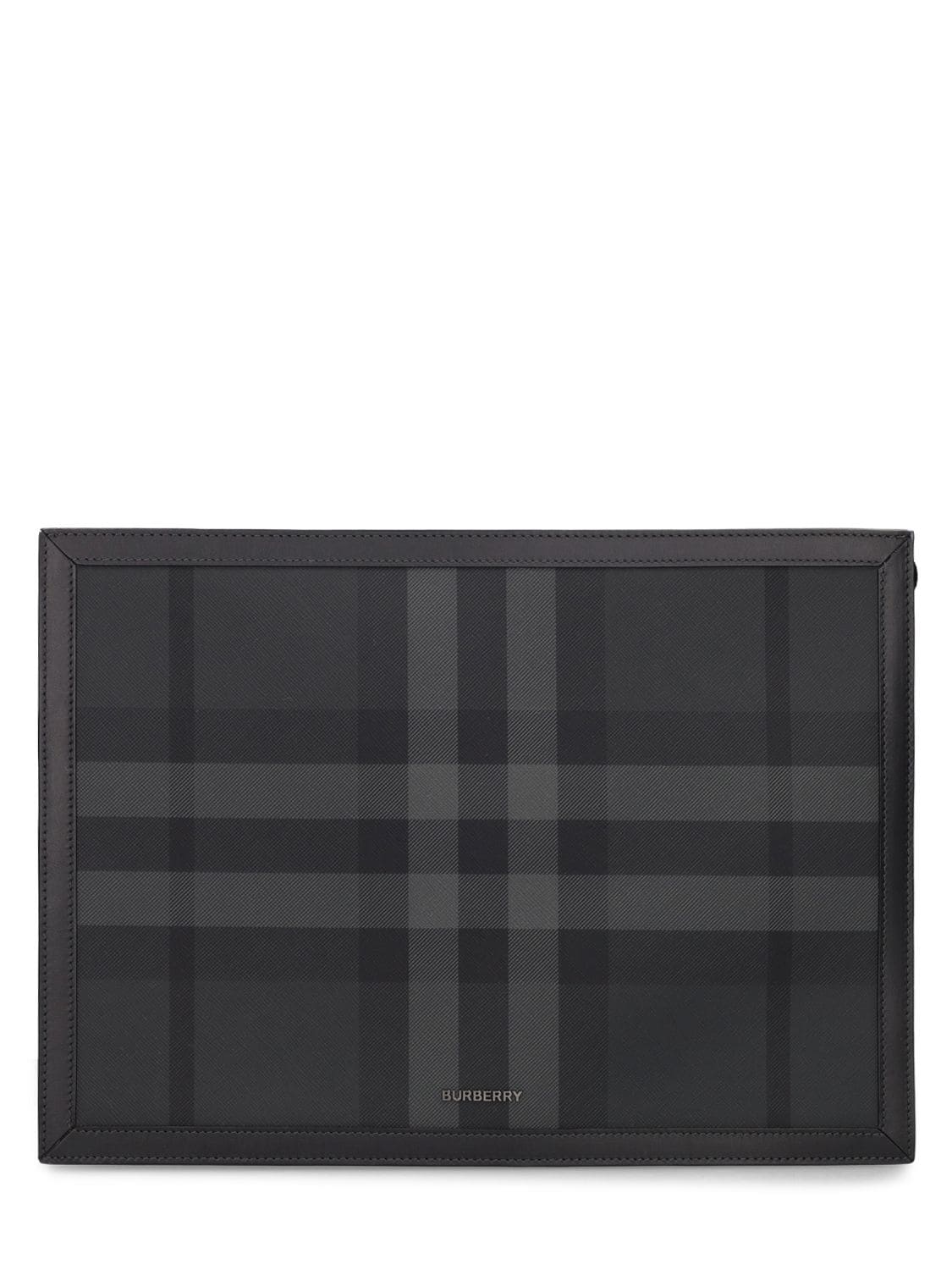 Burberry Frame Check Pouch In Charcoal