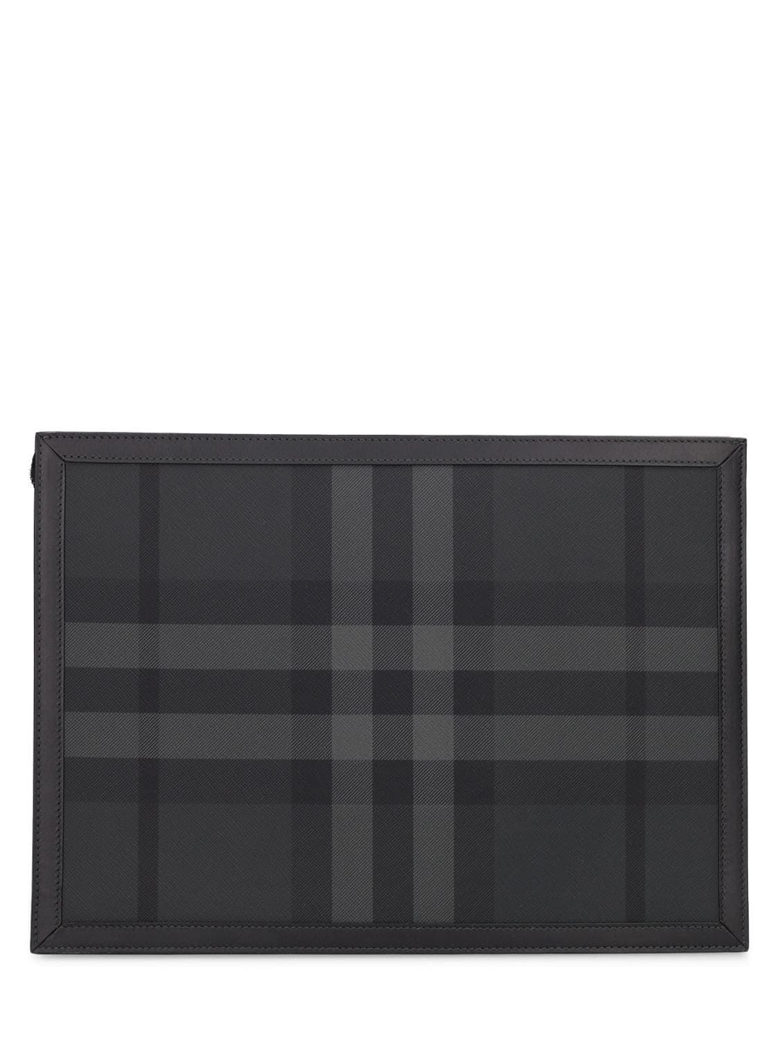 Shop Burberry Frame Check Pouch In Charcoal