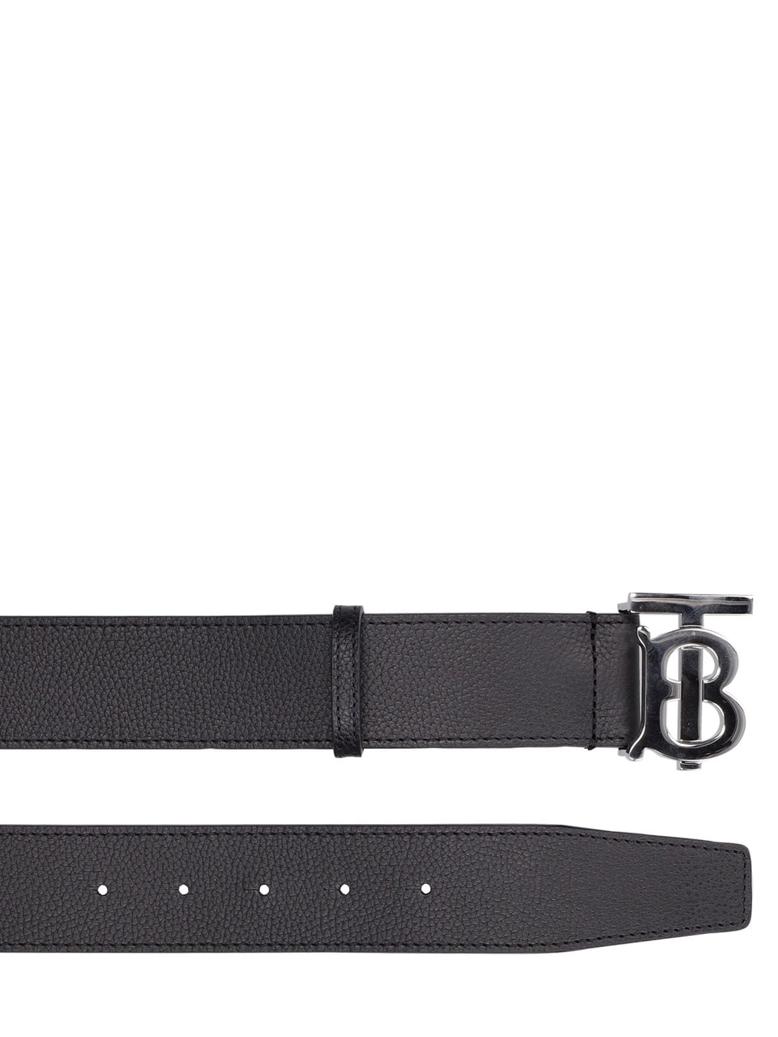 Shop Burberry 40mm Tb Logo Leather Belt In Black,silver