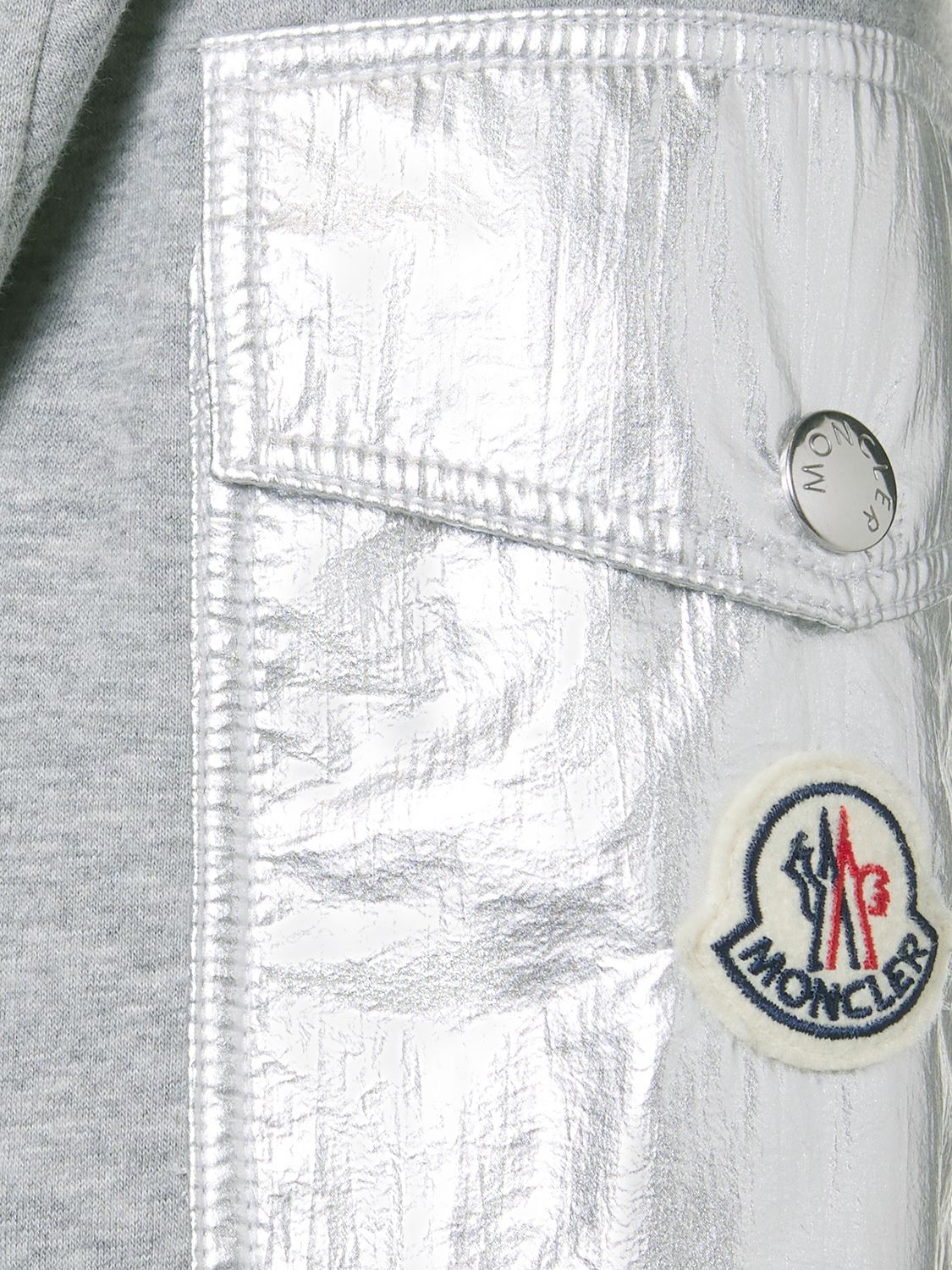 Shop Moncler Zip-up Lightweight Cotton Jersey Hoodie In Light Grey