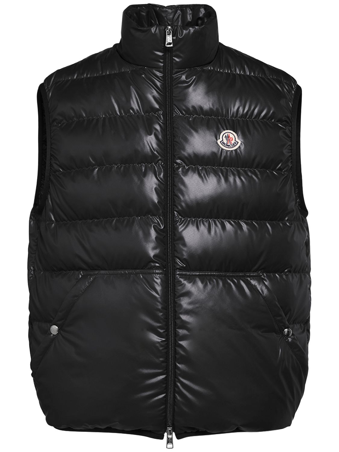 Shop Moncler Aube Shiny Tech Down Vest In Black
