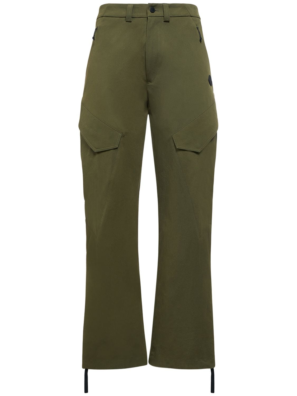 Moncler Cotton Gabardine Stretch Pants In Olive Green