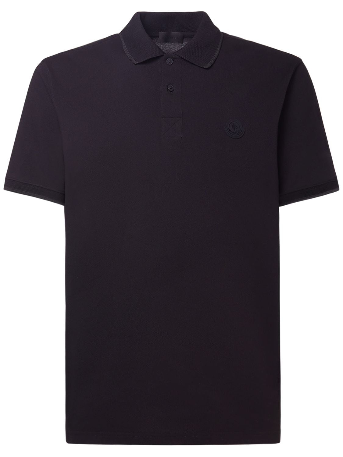 Moncler Cotton Piquet Polo Shirt In Black