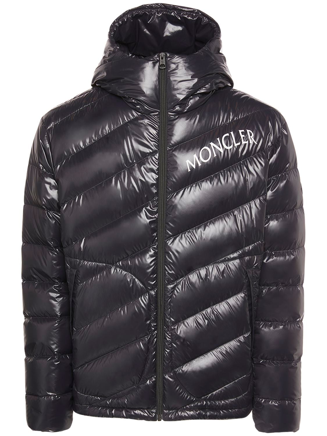 Shop Moncler Shama Nylon Laqué Down Jacket In Black