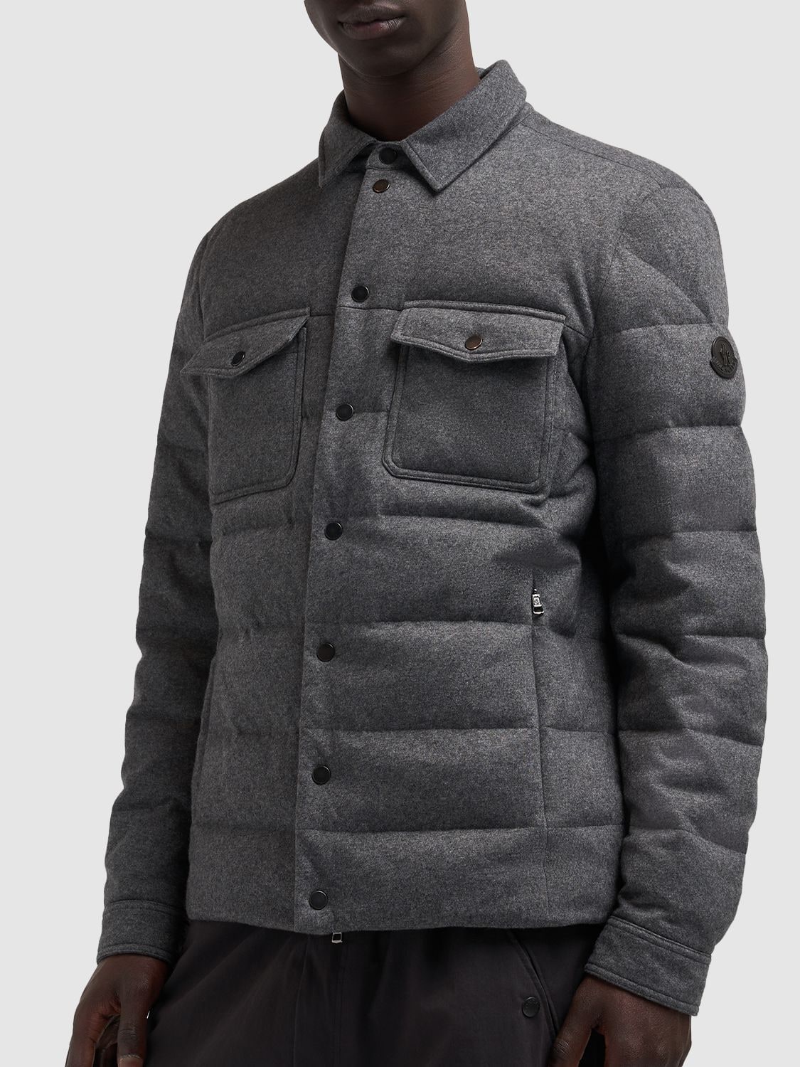 Shop Moncler Todorka Cashmere Blend Down Jacket In Grey