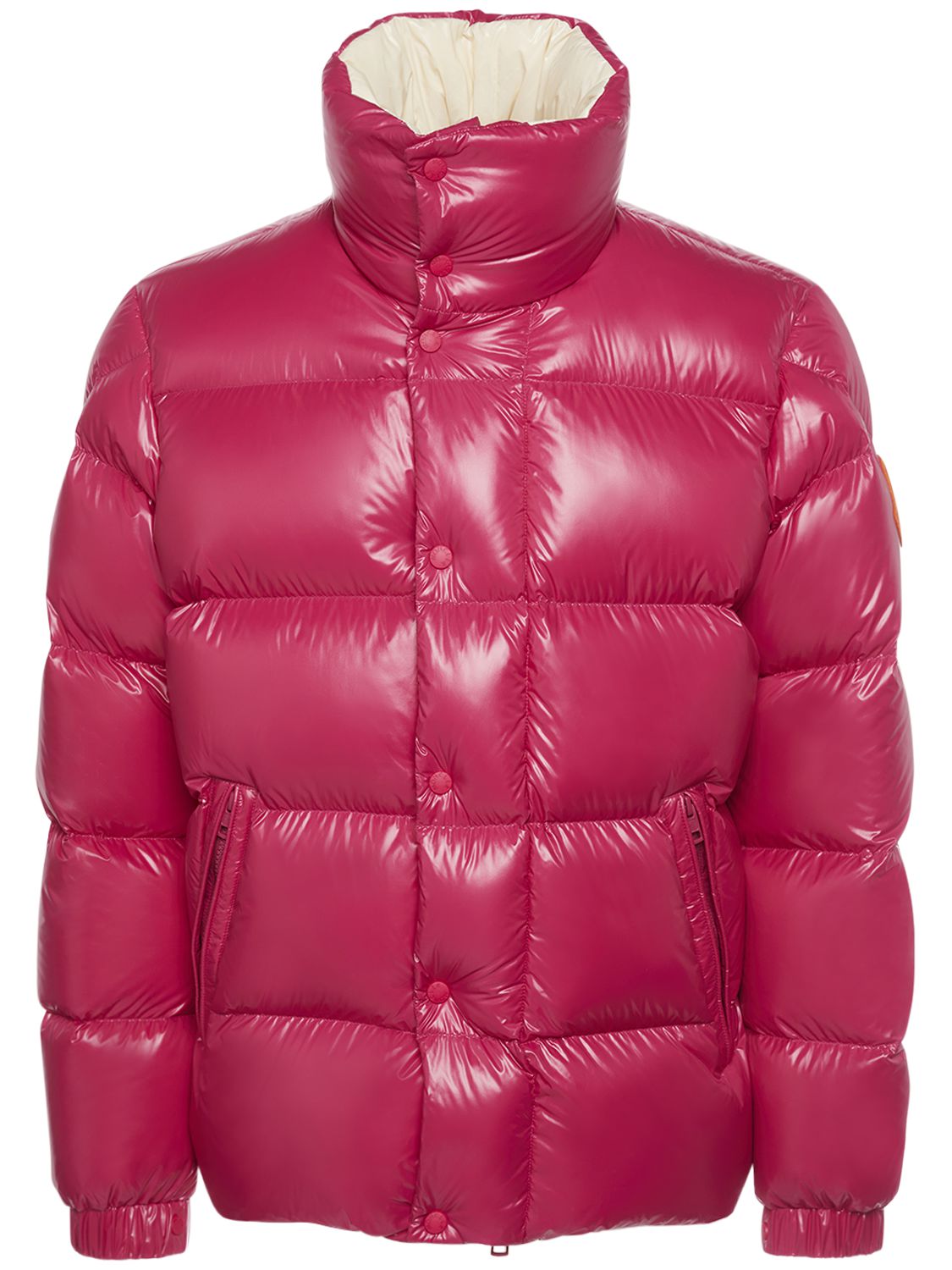 Shop Moncler Dervox Nylon Laqué Down Jacket In Fuchsia