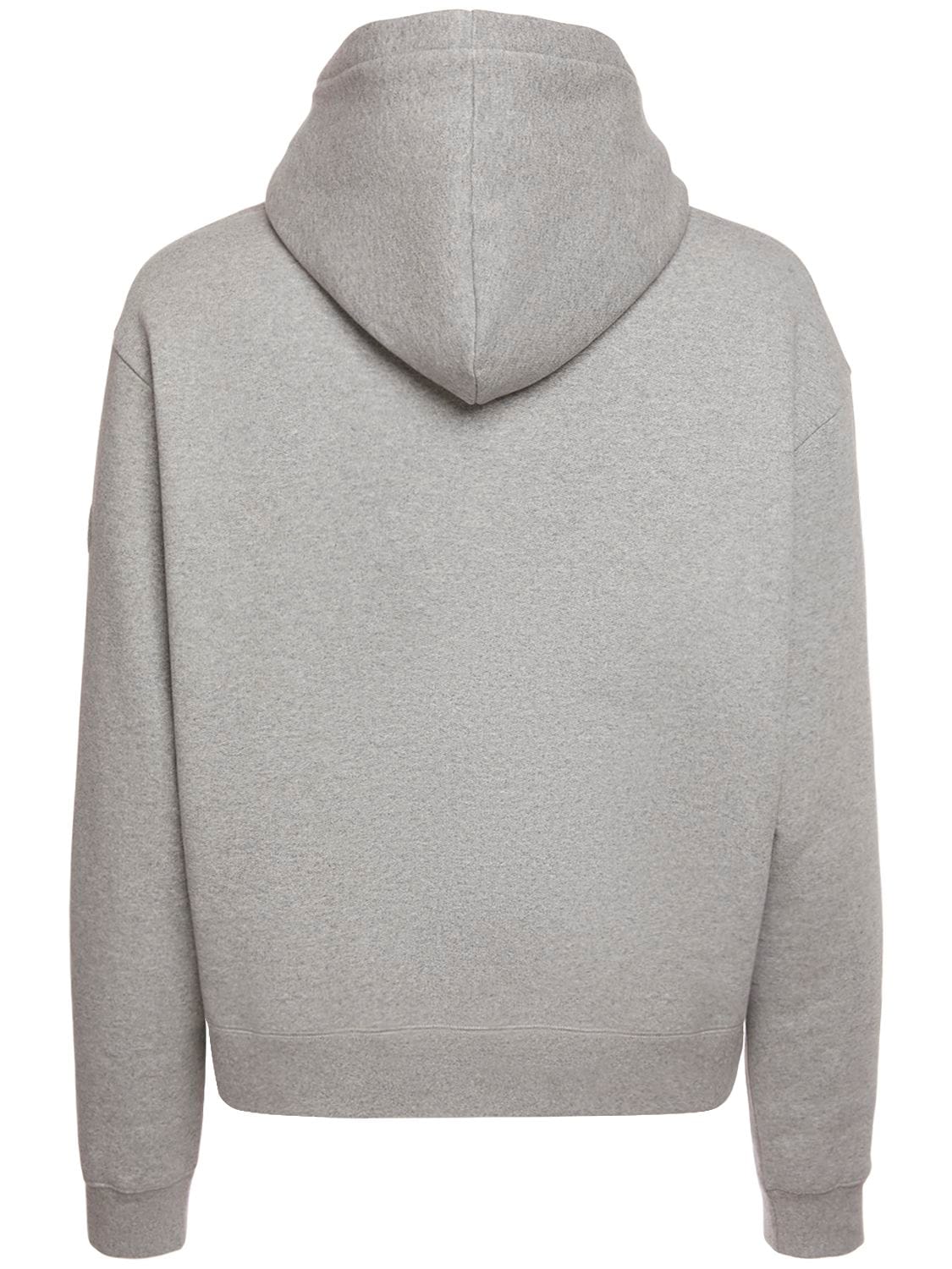 Shop Moncler Heart Patch Cotton Sweatshirt Hoodie In Heather Grey