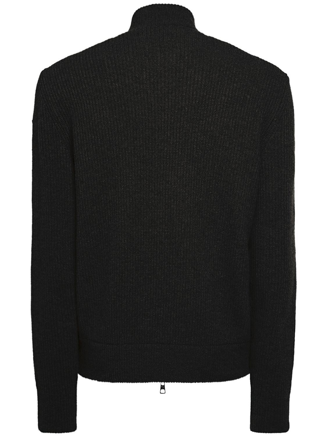 Shop Moncler Padded Wool & Velvet Cardigan In Black