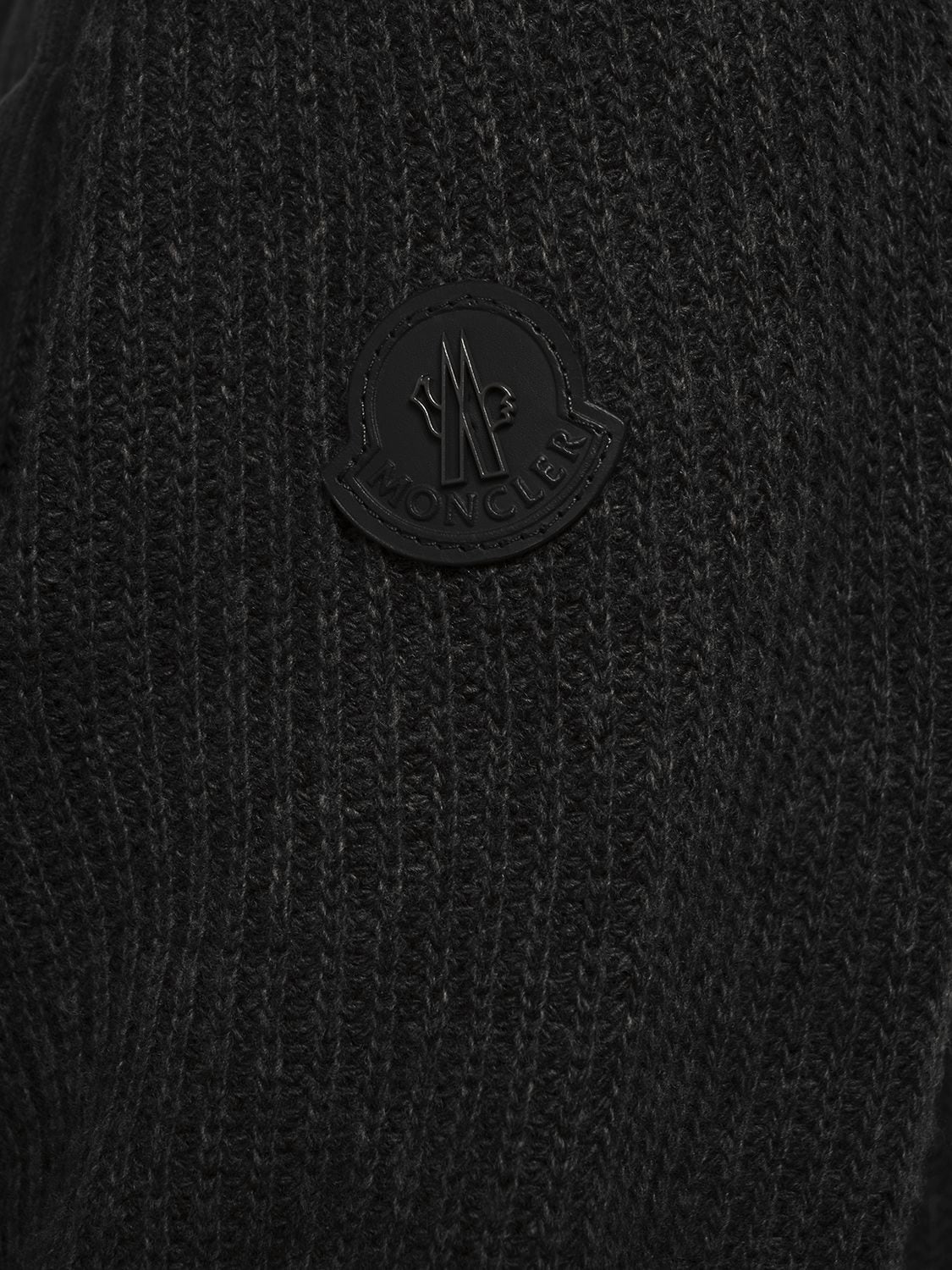 Shop Moncler Padded Wool & Velvet Cardigan In Black