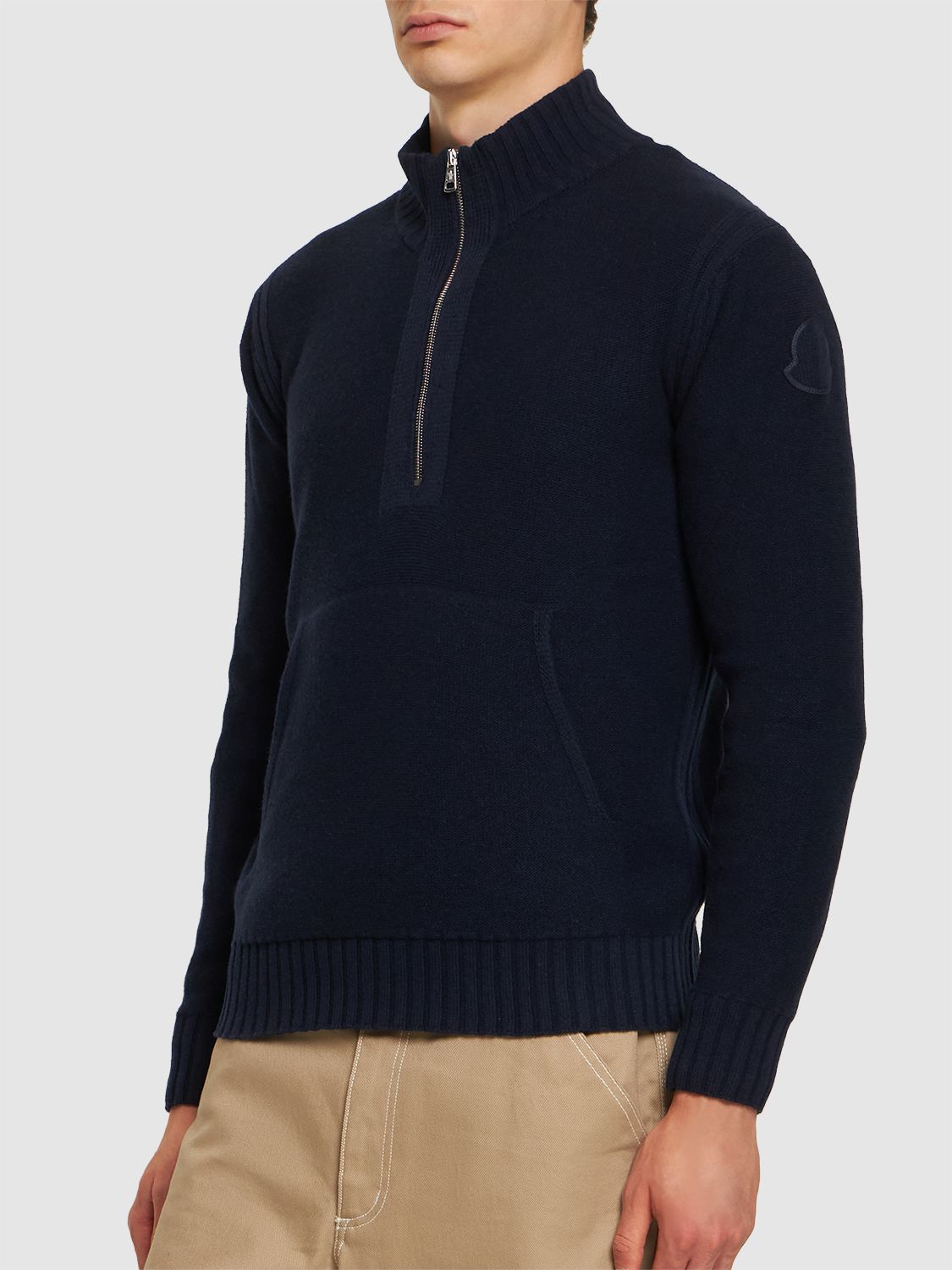 Moncler Crew Neck Carded Wool - Red / Blue M