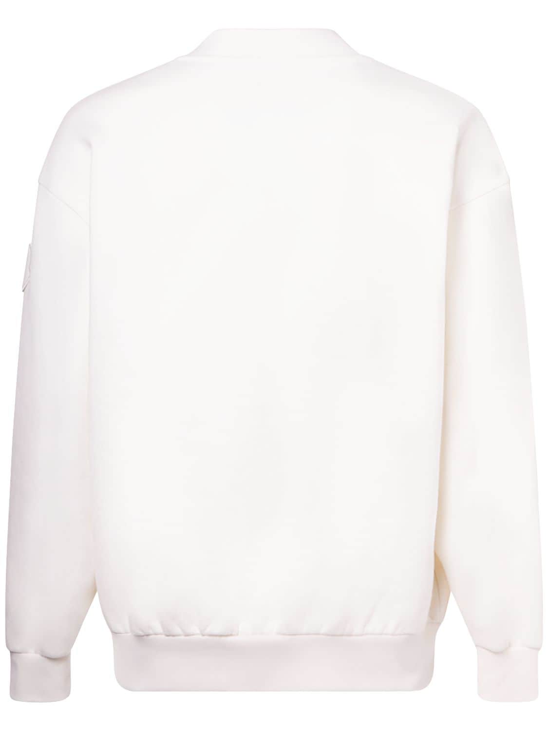 Shop Moncler Emerized Brushed Cotton Sweatshirt In White