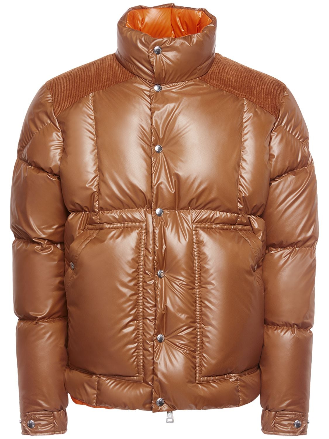 Shop Moncler Ain Recycled Shiny Tech Down Jacket In Brown