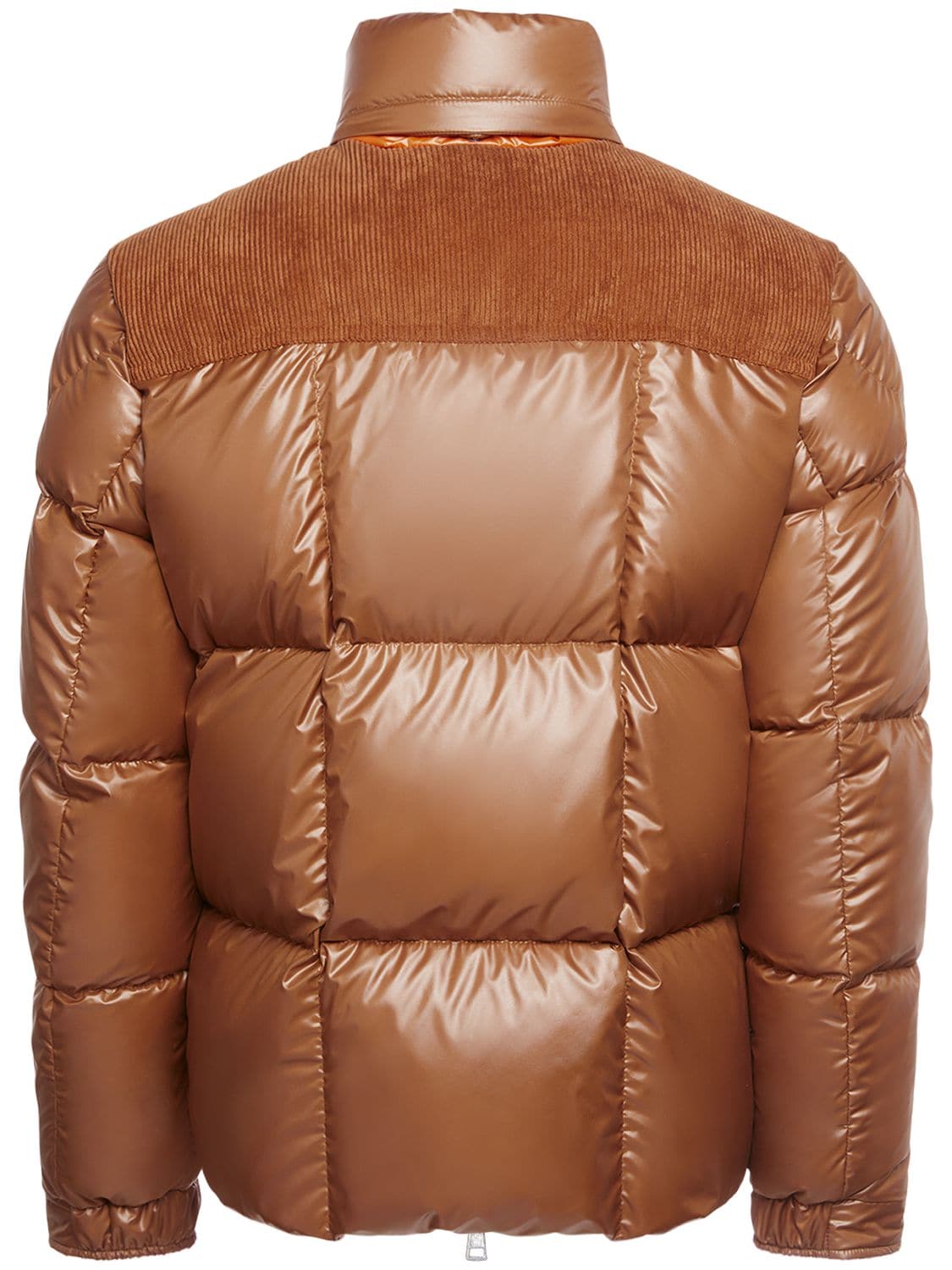 Shop Moncler Ain Recycled Shiny Tech Down Jacket In Brown