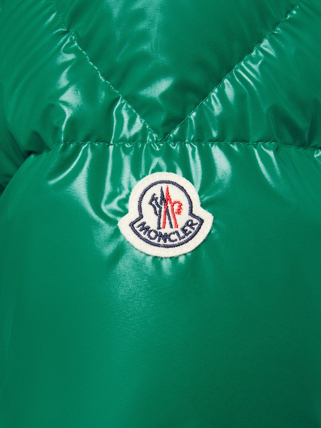 Shop Moncler Ain Recycled Shiny Tech Down Jacket In Green