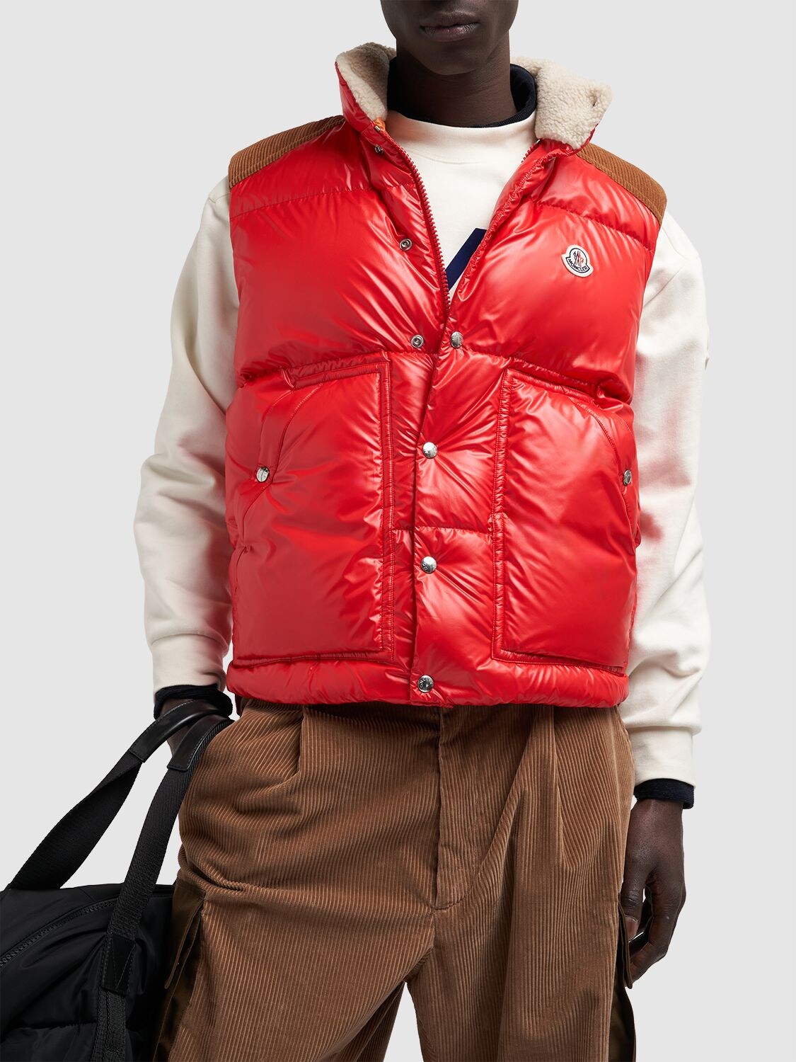Shop Moncler Ardeche Recycled Shiny Tech Down Vest In Red