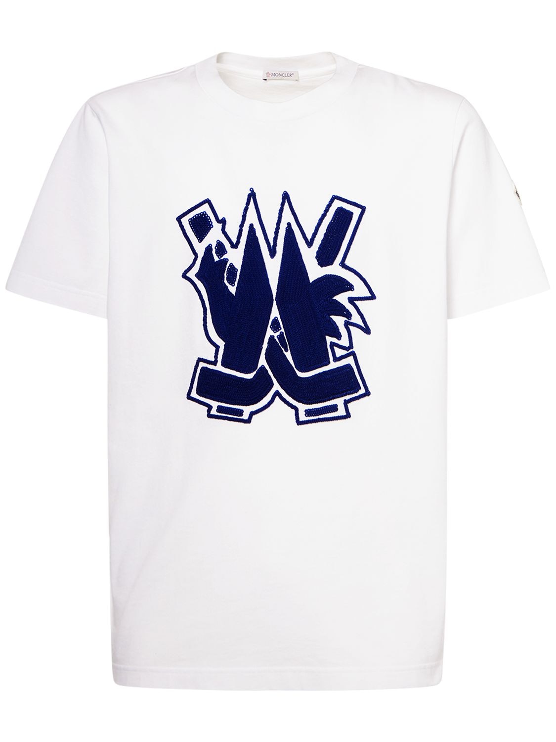 Logo Cotton Jersey T Shirt in White - Moncler