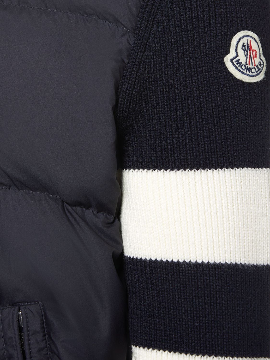 Shop Moncler Extrafine Wool & Tech Cardigan In Blue
