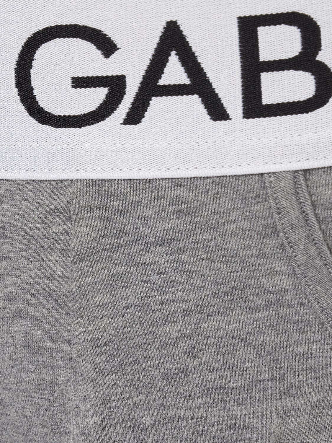 Shop Dolce & Gabbana Logo Cotton Briefs In Heather Grey