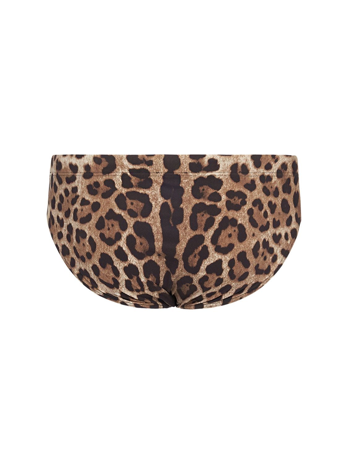 Shop Dolce & Gabbana Animalier Logo Plaque Swim Briefs In Leopard