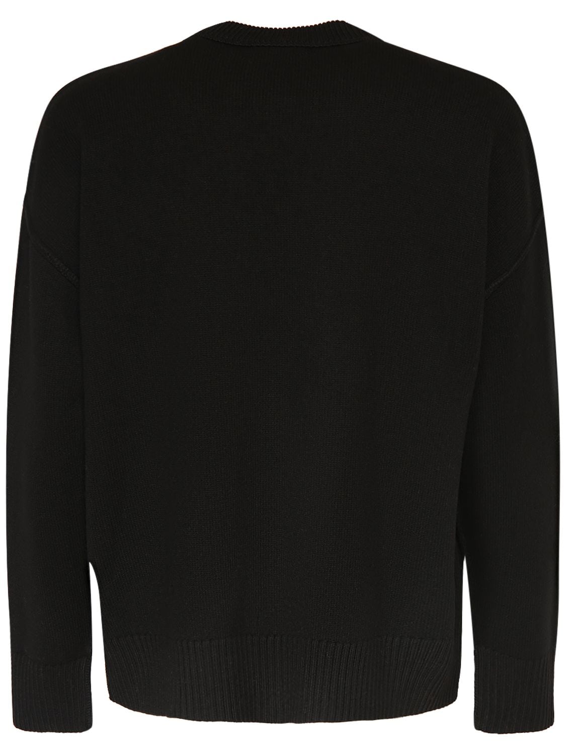 Shop Ami Alexandre Mattiussi Logo Wool Knit Crewneck Sweater In Black