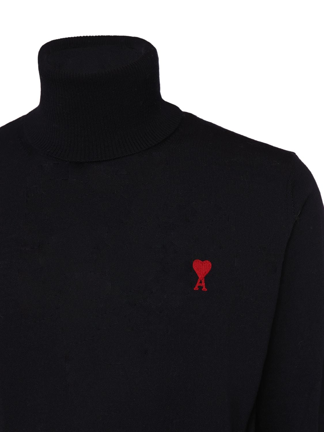 Shop Ami Alexandre Mattiussi Adc Wool Turtleneck In Black