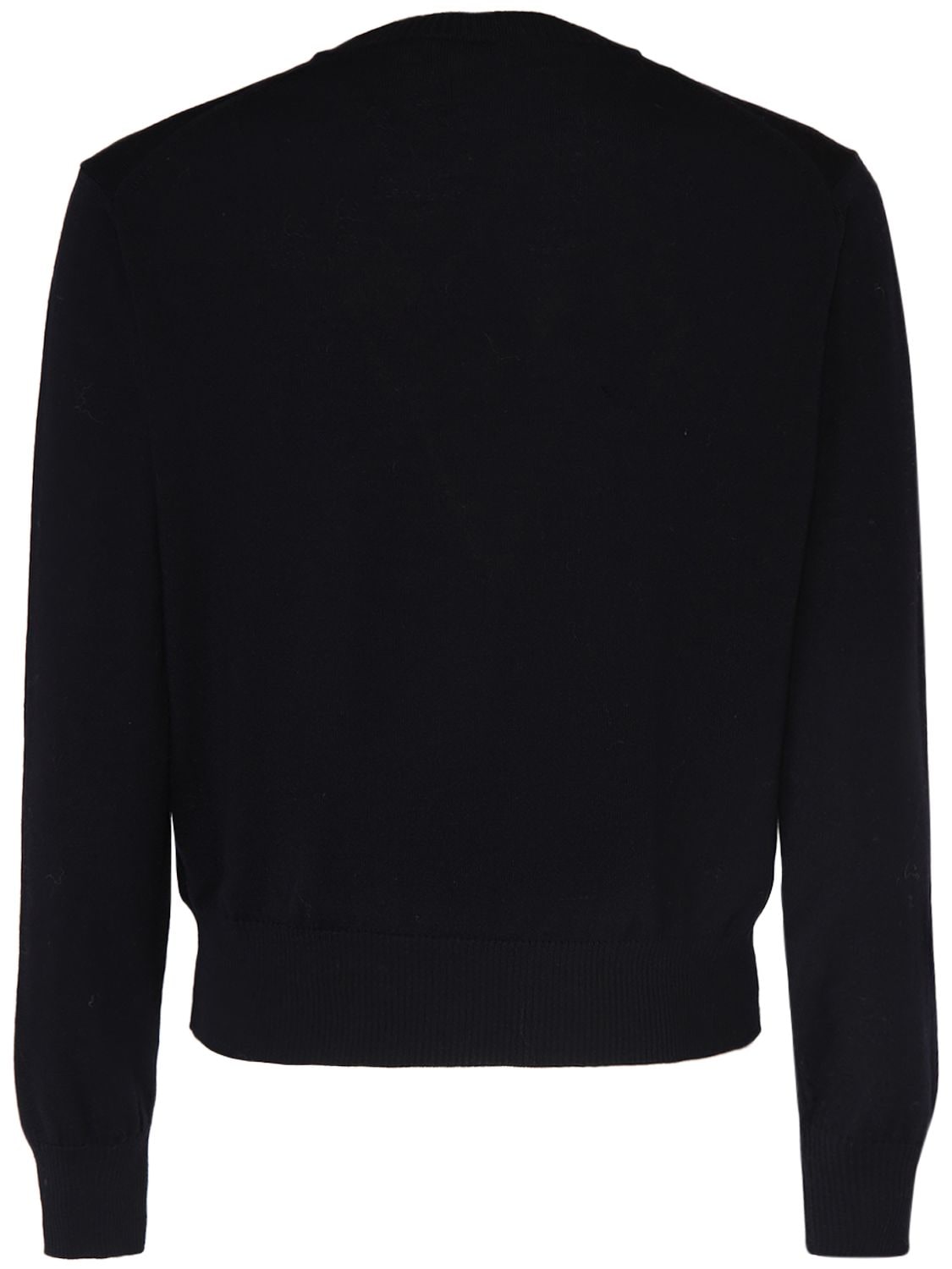 Shop Ami Alexandre Mattiussi Logo Wool Crewneck Sweater In Black