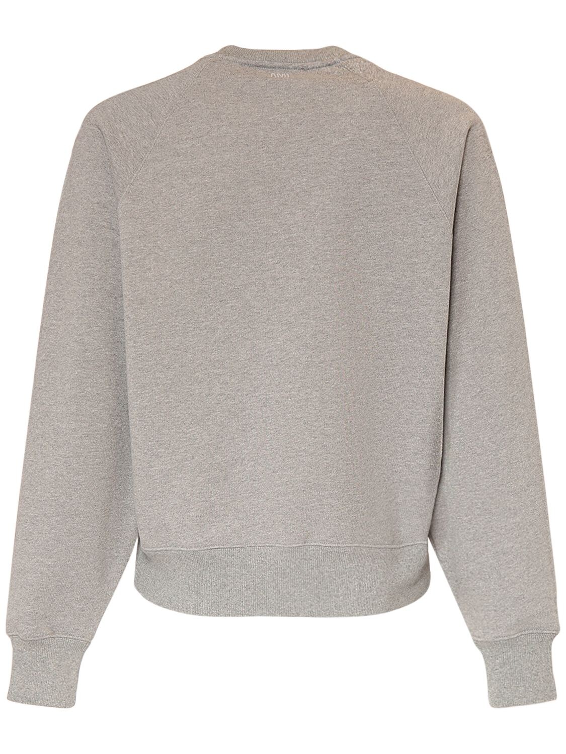Shop Ami Alexandre Mattiussi Logo Cotton Crewneck Sweatshirt In Heather Grey