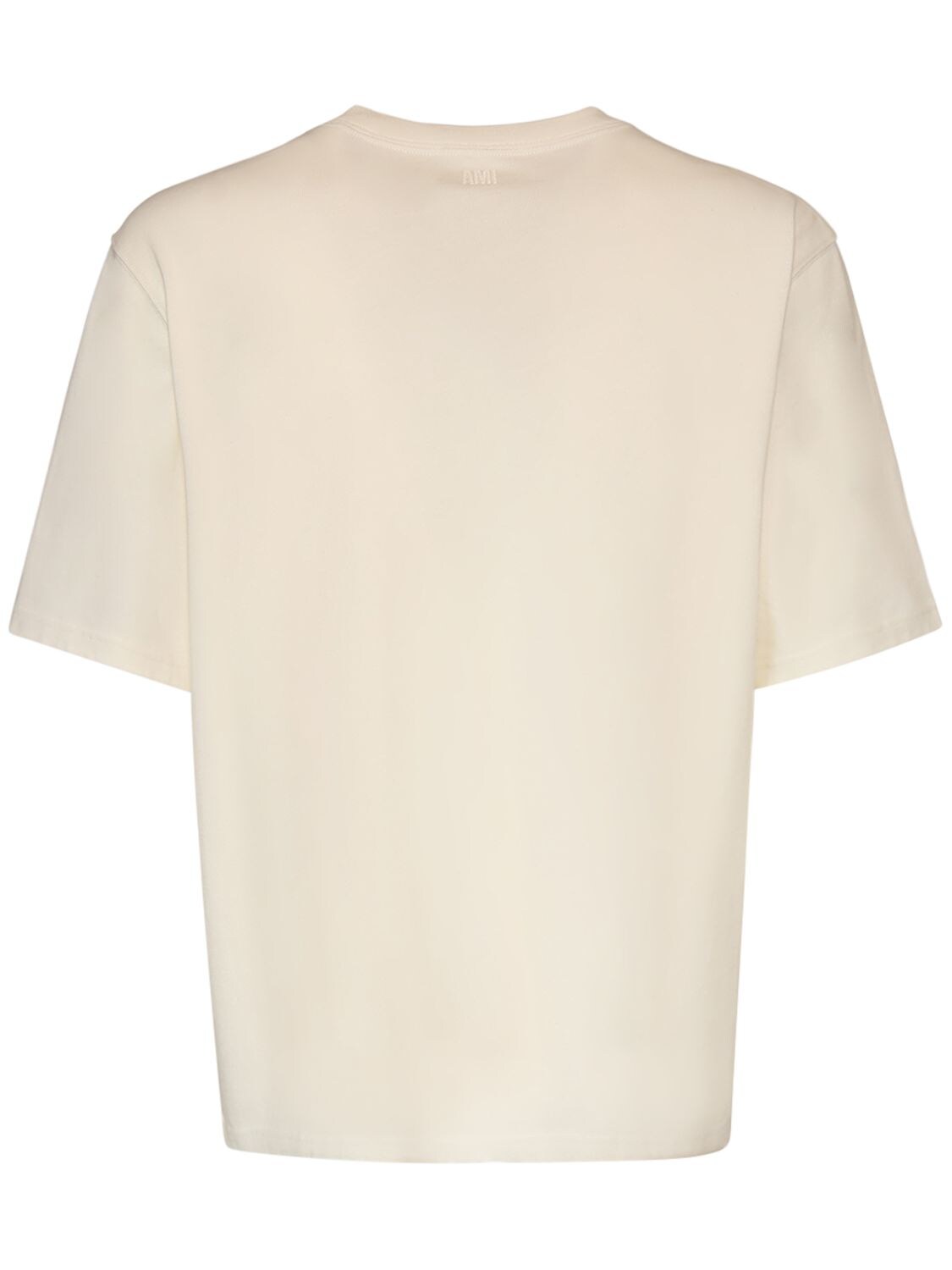 Shop Ami Alexandre Mattiussi Logo Heavy Cotton T-shirt In White