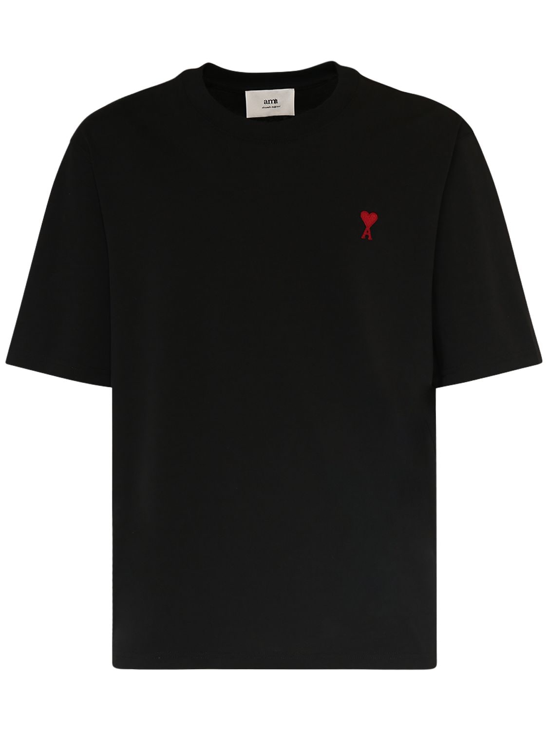Shop Ami Alexandre Mattiussi Logo Heavy Cotton T-shirt In Black