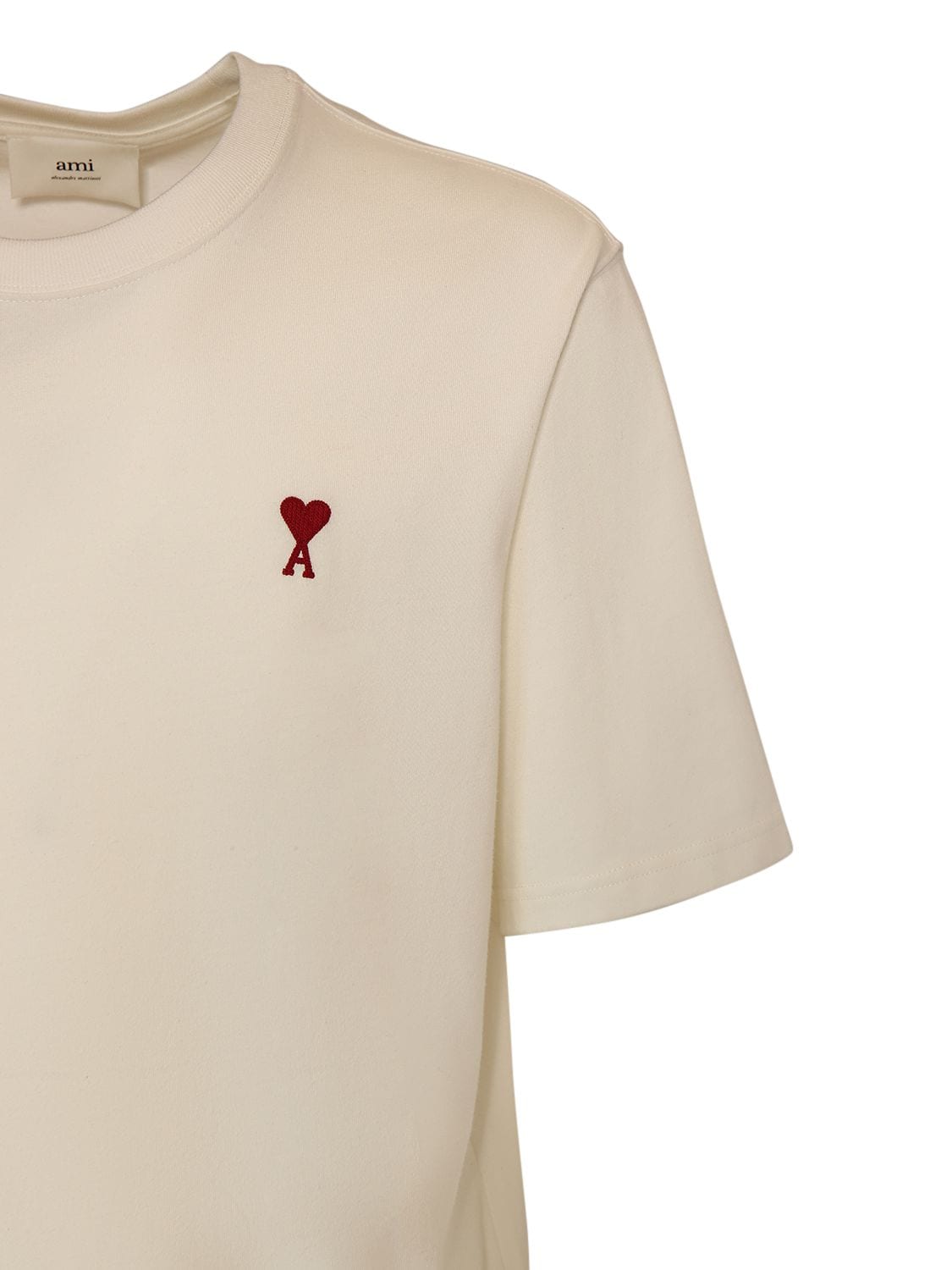 Shop Ami Alexandre Mattiussi Logo Heavy Cotton T-shirt In White
