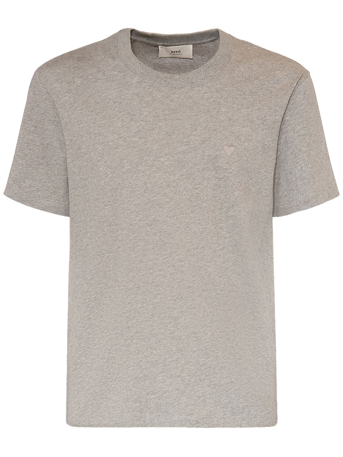 Ami Alexandre Mattiussi Logo Cotton T-shirt In Heather Grey