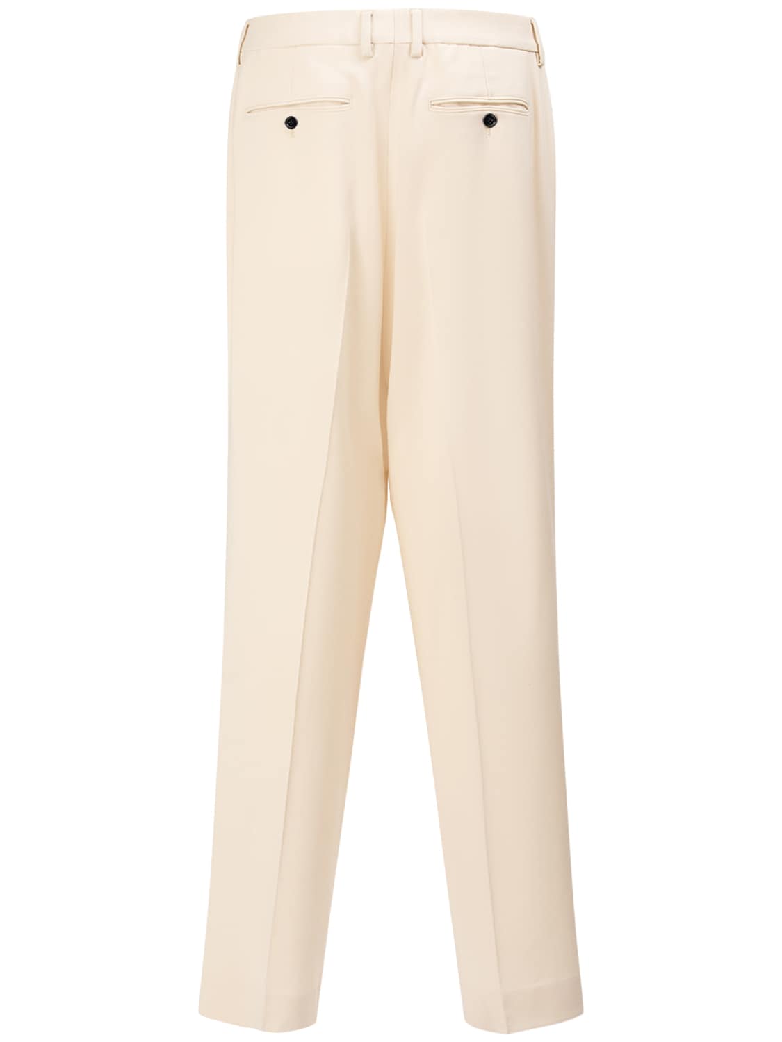 Shop Ami Alexandre Mattiussi Wool & Viscose Twill Straight Pants In Ivory