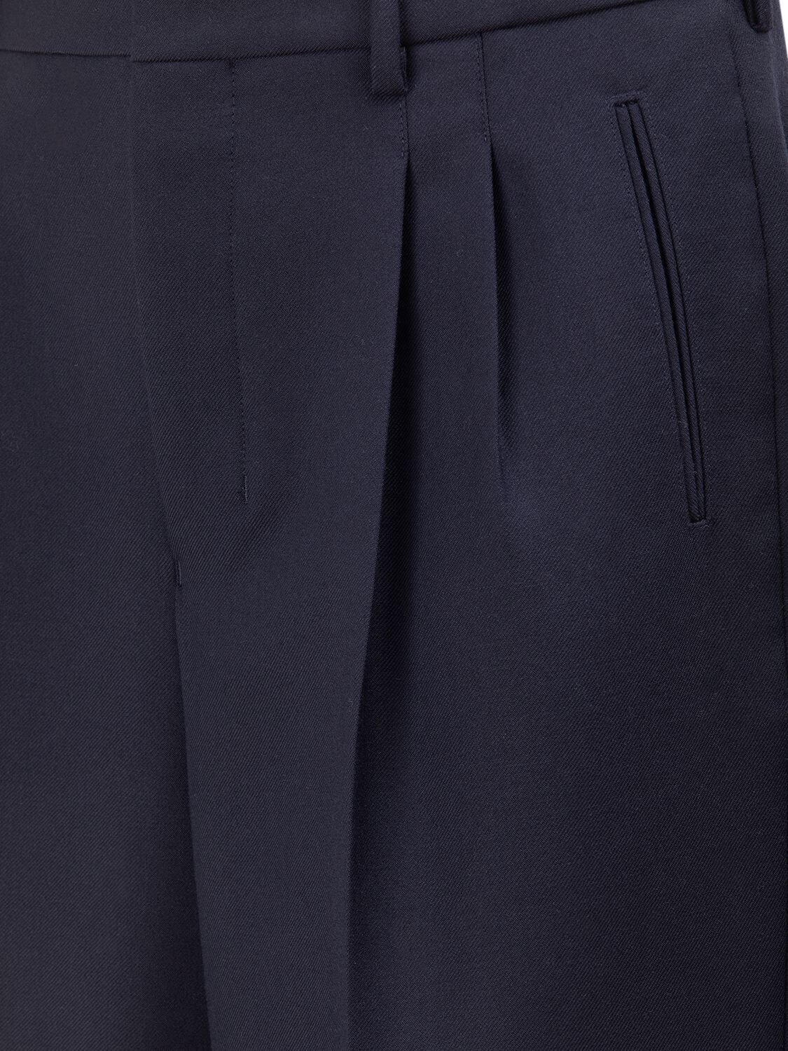 Shop Ami Alexandre Mattiussi Wool & Viscose Twill Straight Pants In Midnight Blue