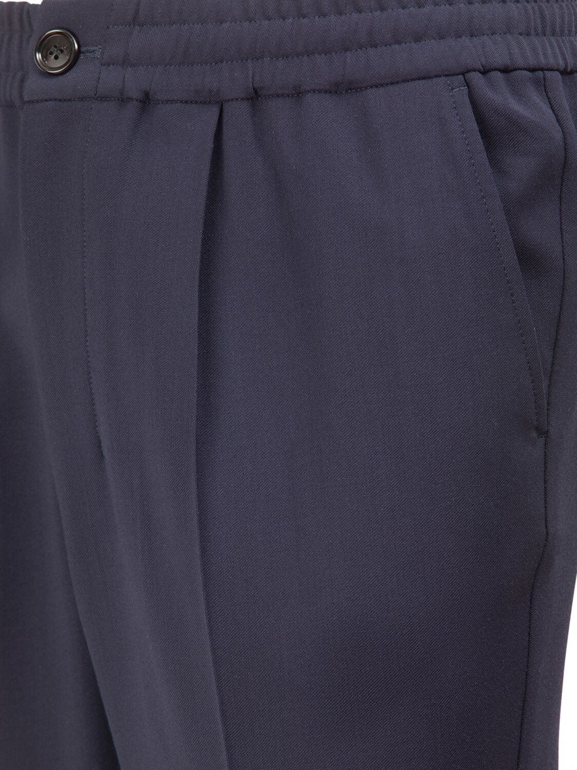 Shop Ami Alexandre Mattiussi Viscose Blend Cropped Pants In Midnight Blue