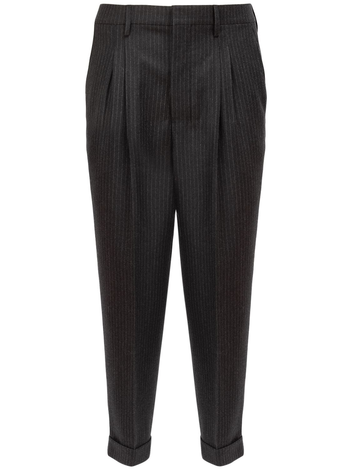 Ami Alexandre Mattiussi Pinstriped Cropped Pants In Grey