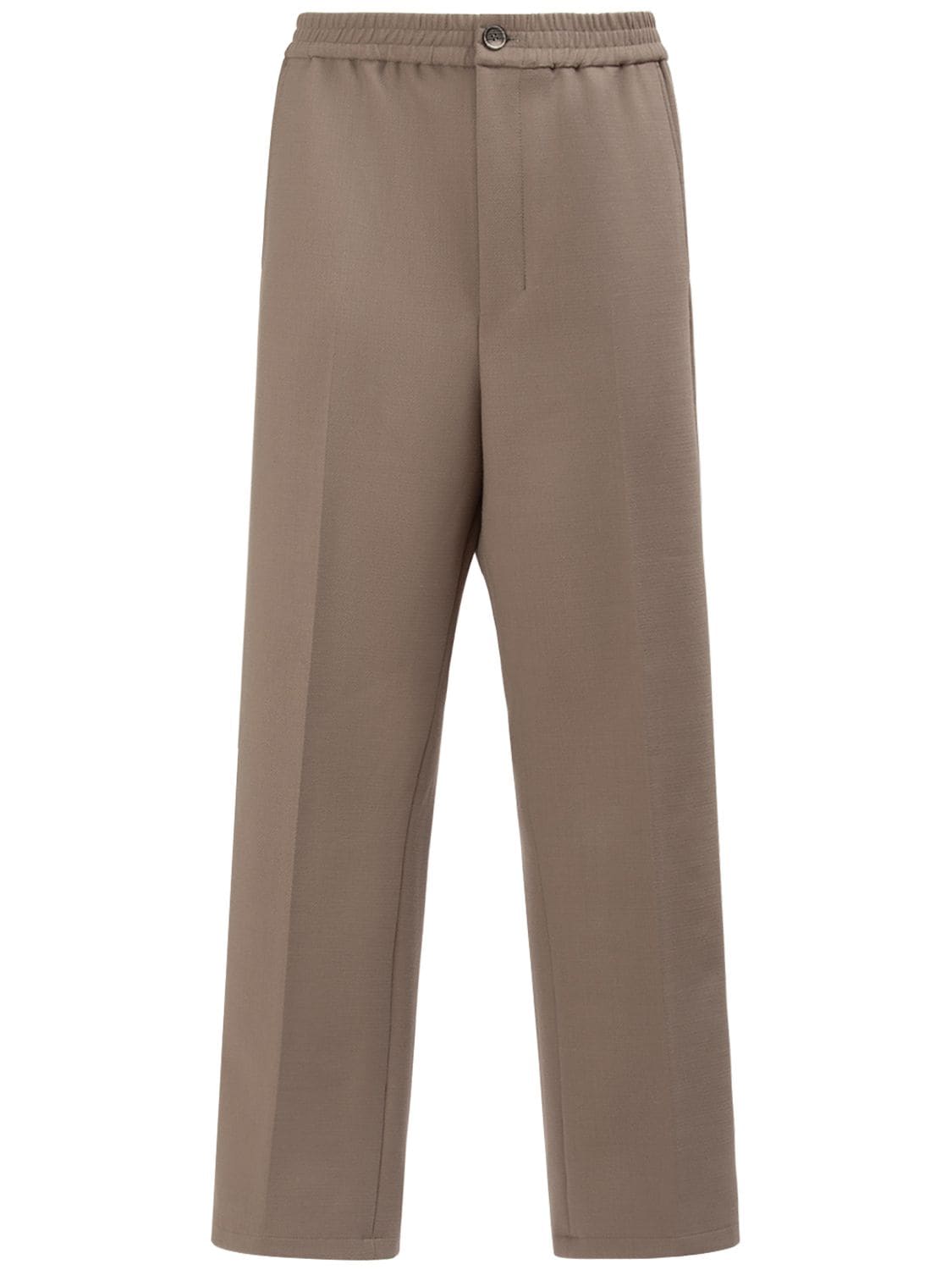 Ami Alexandre Mattiussi Wool Blend Straight Pants In Taupe