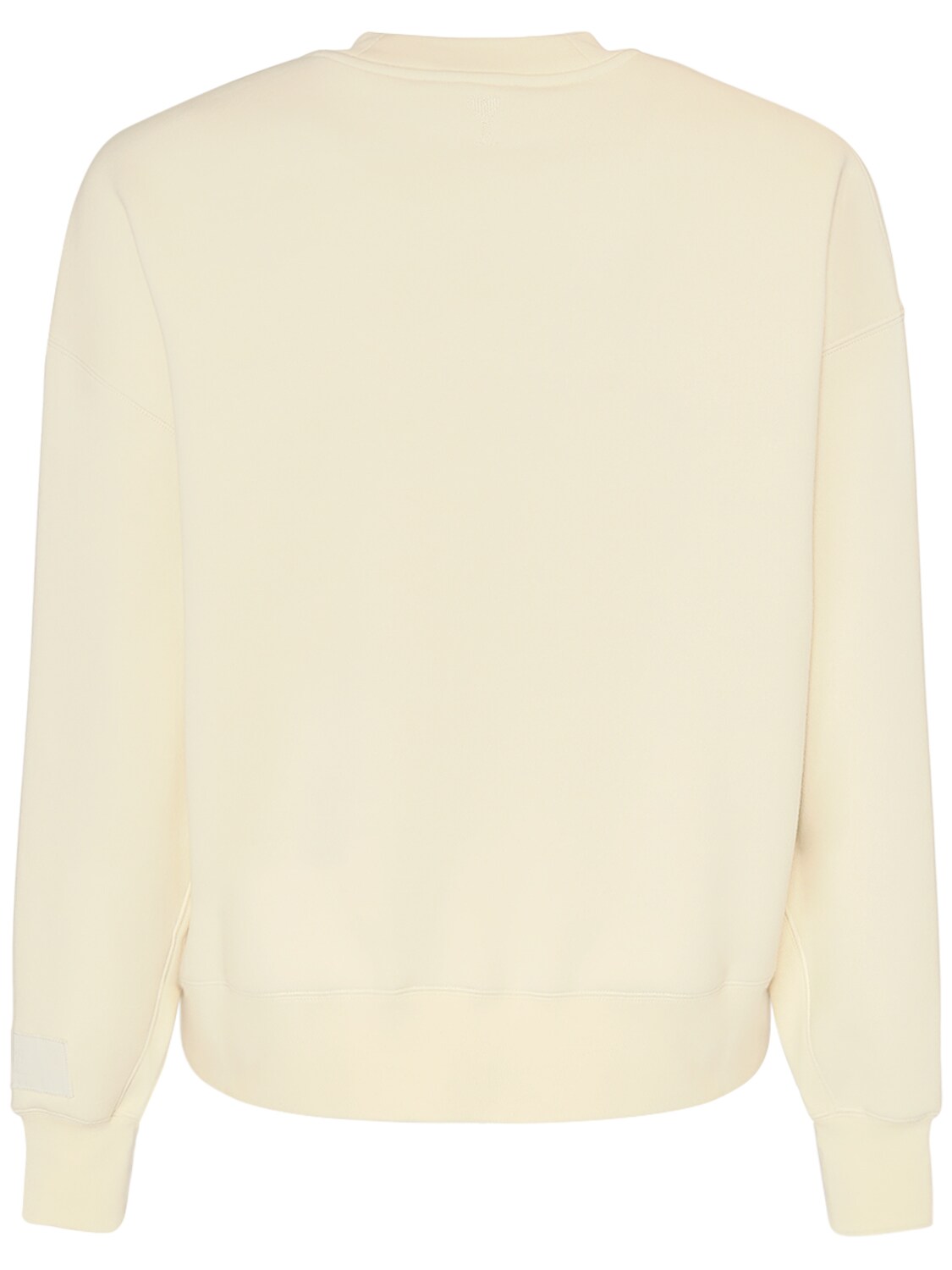 Shop Ami Alexandre Mattiussi Logo Patch Crewneck Sweatshirt In Ivory