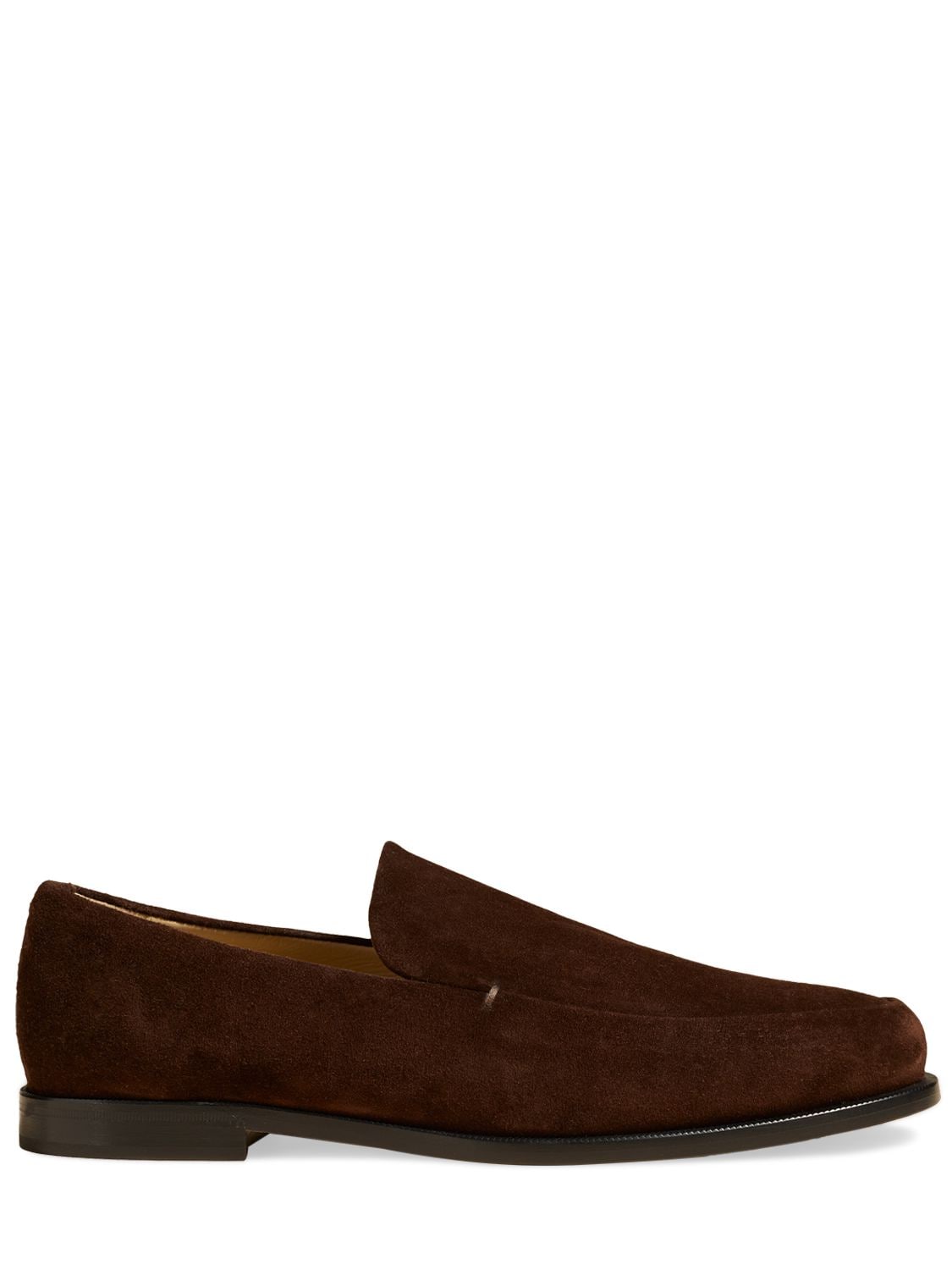 Shop Khaite 20mm Alessio Suede Loafers In Brown