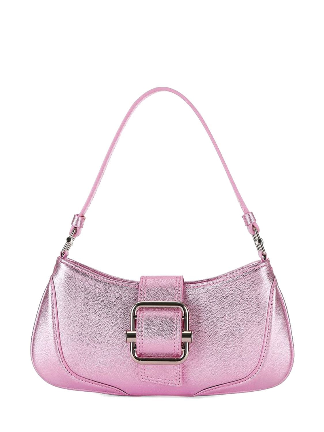 Osoi Small Brocle Leather Shoulder Bag In Metallic Pink