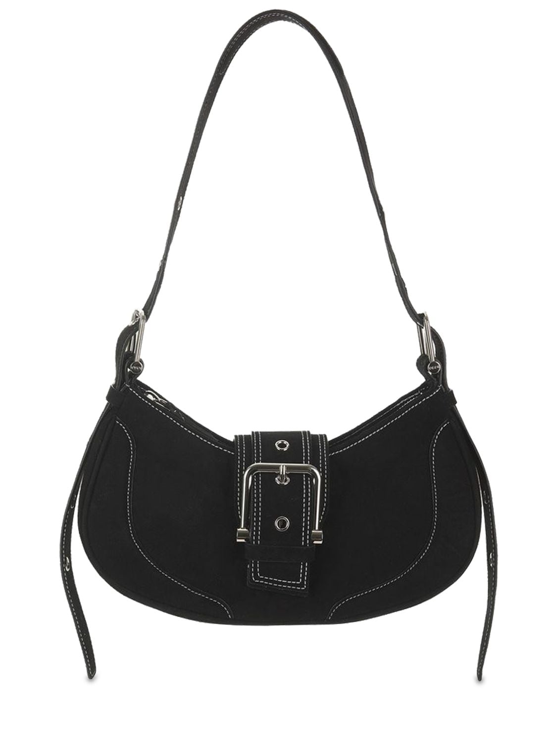 Osoi Hobo Brocle Denim Shoulder Bag In Black