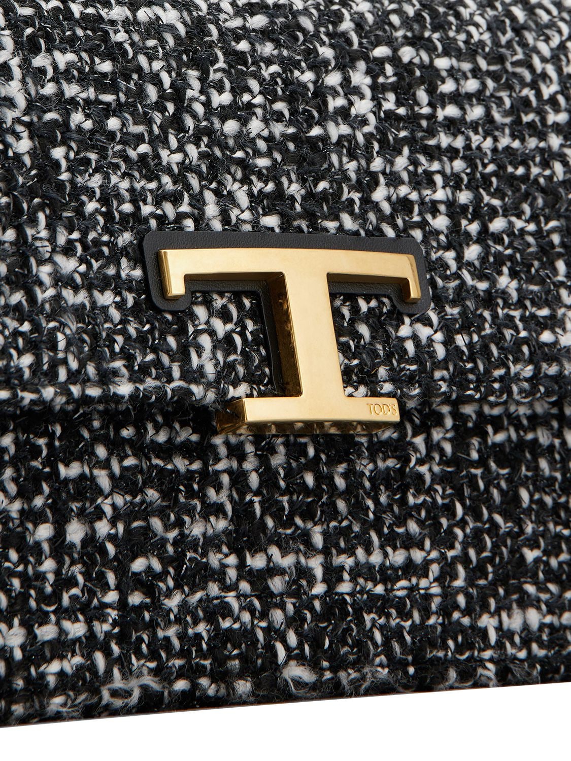 Shop Tod's Cartella Mini T Tweed Shoulder Bag In Nero,bianco