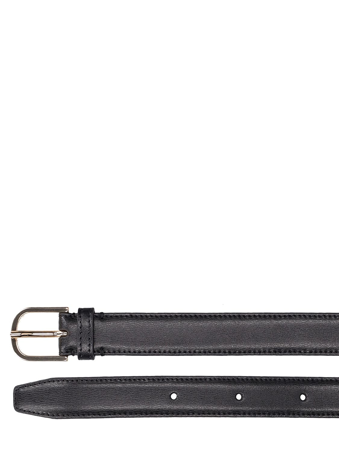 Shop Totême 2.5cm Slim Leather Belt In Black