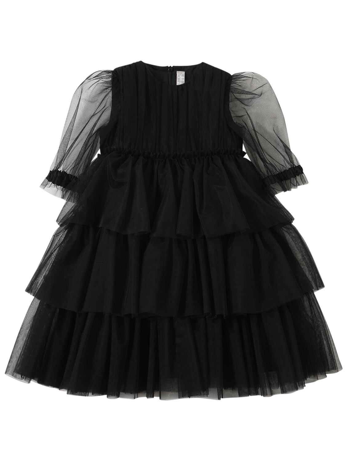 Il Gufo Kids' Tulle Dress In Black