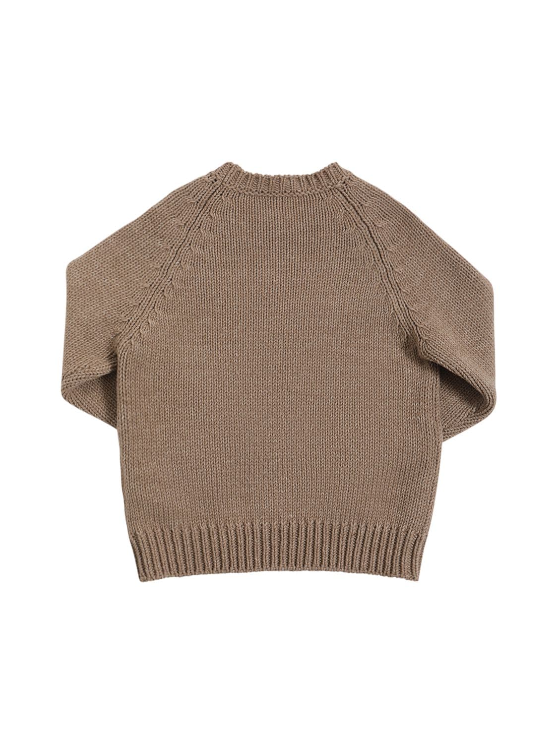 Shop Emporio Armani Intarsia Wool Blend Sweater W/logo In Beige