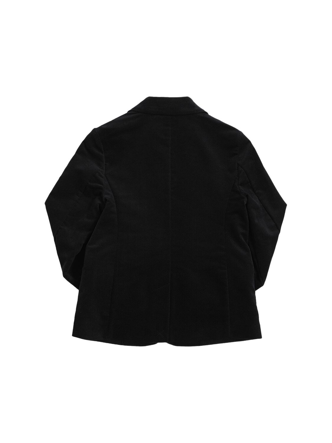 Shop Emporio Armani Cotton Blend Velvet Blazer In Navy