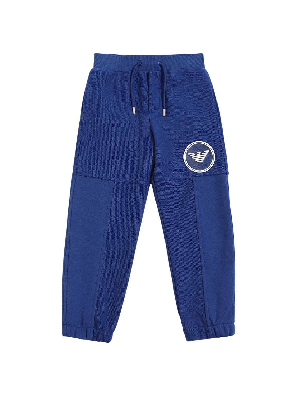 Emporio Armani Kids' Cotton Terry Sweatpants W/logo In Royal Blue