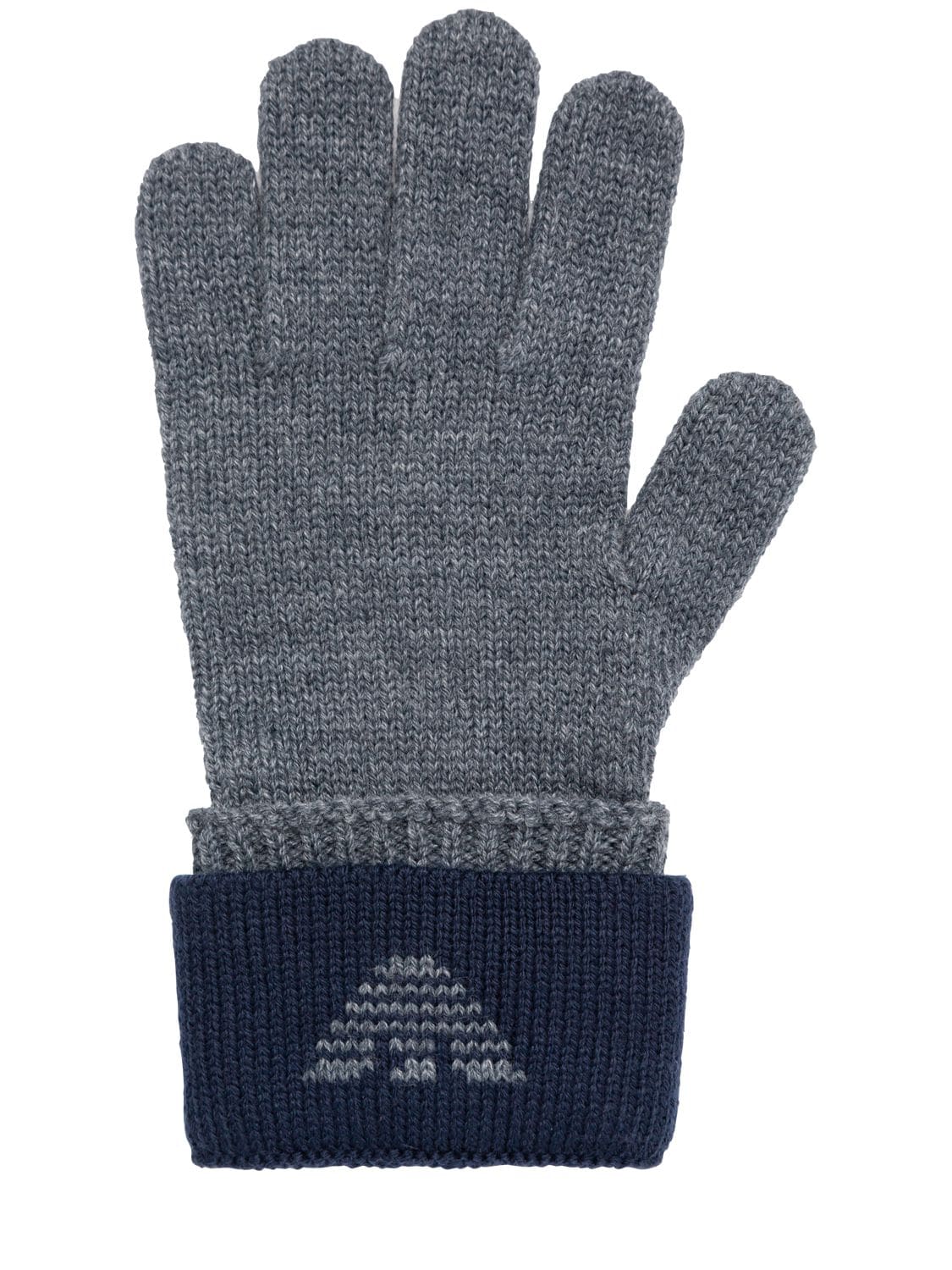 Shop Emporio Armani Wool Blend Knit Beanie & Gloves In Grey