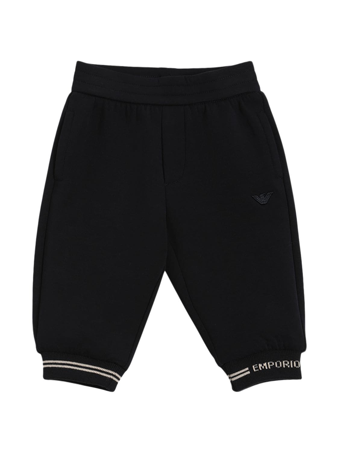 Emporio Armani Kids' Double Jersey Sweatpants W/logo In Navy