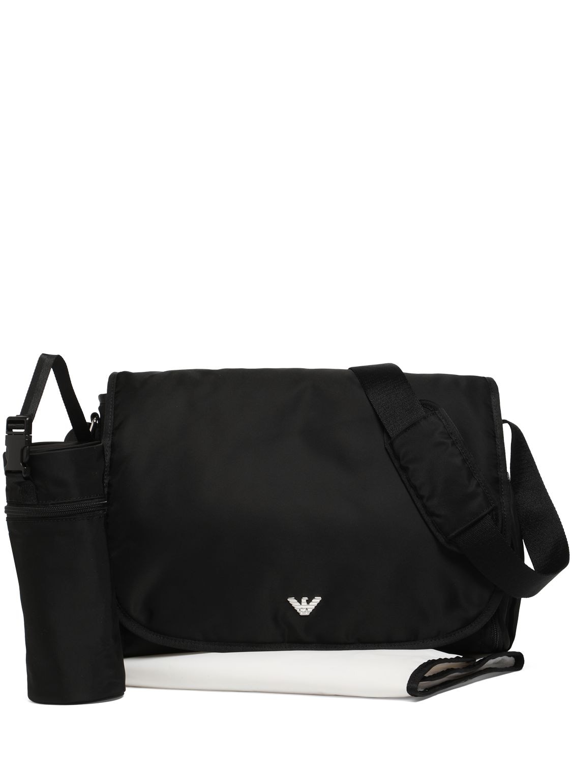 Emporio Armani Kids' Nylon Changing Bag, Pad & Bottle Holder In Black